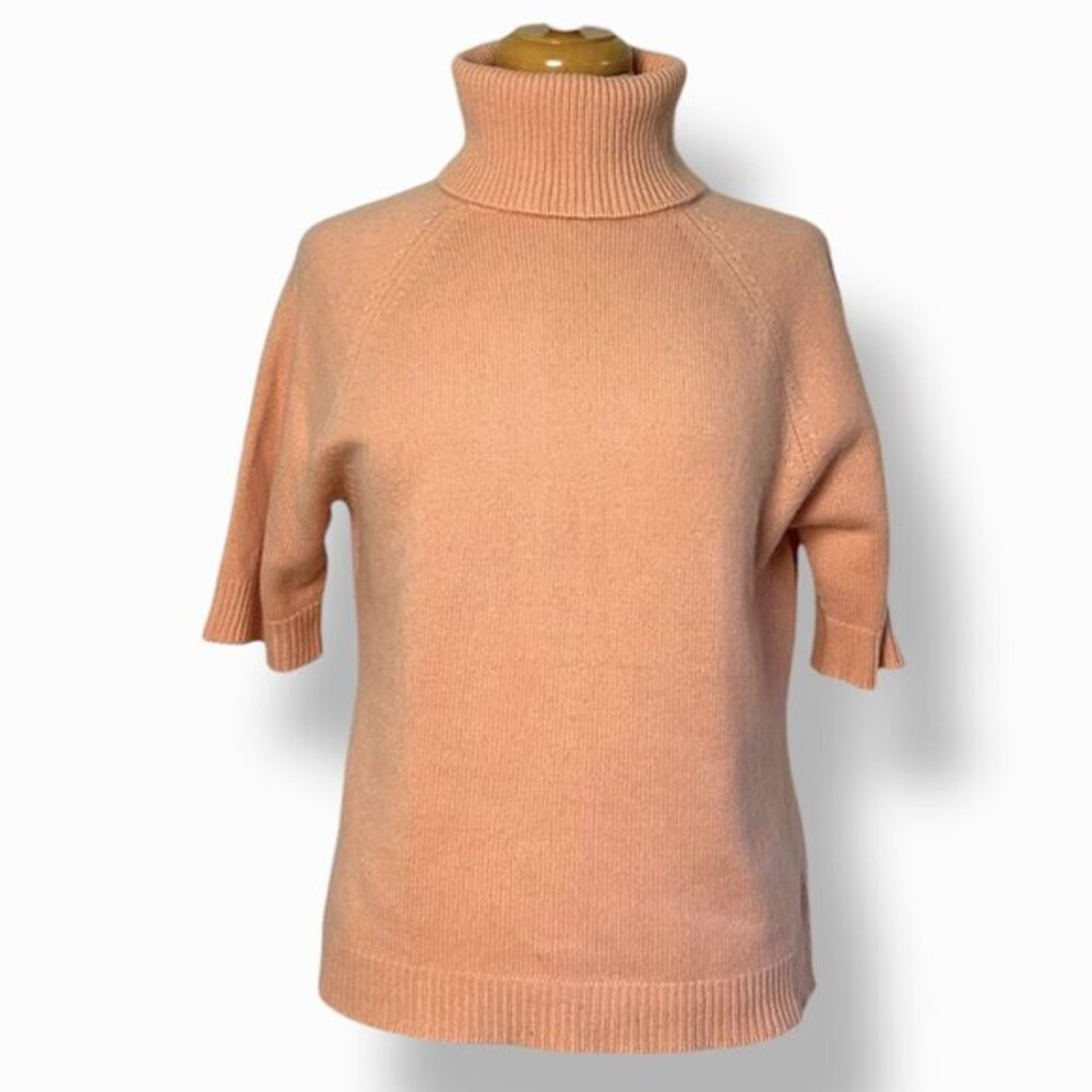 Carlisle Peach Short Sleeve Turtleneck Cashmere Sweater Sz XL Soft Orange